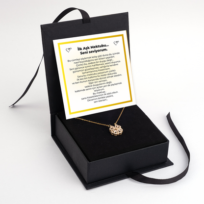 Für meine Tochter Kleeblatt-Halskette mit Notiz und Geschenkbox