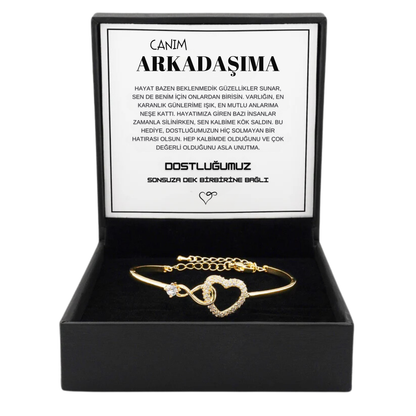 "Canım Arkadaşıma" Sonsuza Dek Bağlı Bileklik Anlamlı Not ve Kutulu