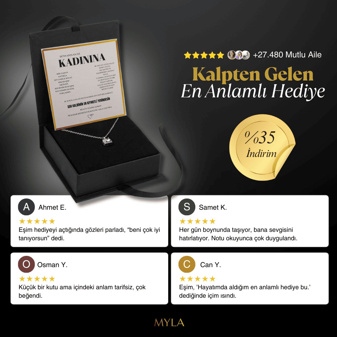 "Kadınıma" Zarafet Kolye Anlamlı Not ve Kutulu