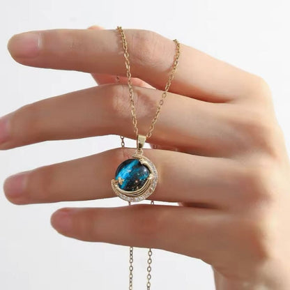 ''Kızıma'' Yıldızlı Gökyüzü Gezegen Kolye Anlamlı Not ve Kutulu