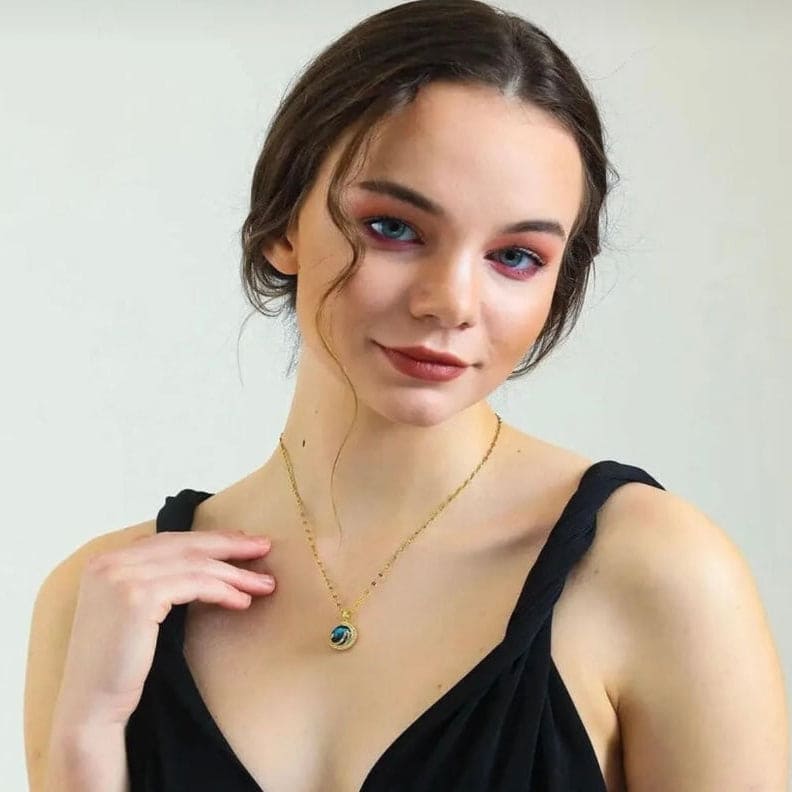 ''Kızıma'' Yıldızlı Gökyüzü Gezegen Kolye Anlamlı Not ve Kutulu