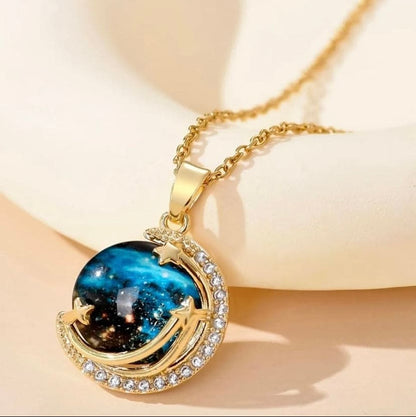 ''Kızıma'' Yıldızlı Gökyüzü Gezegen Kolye Anlamlı Not ve Kutulu