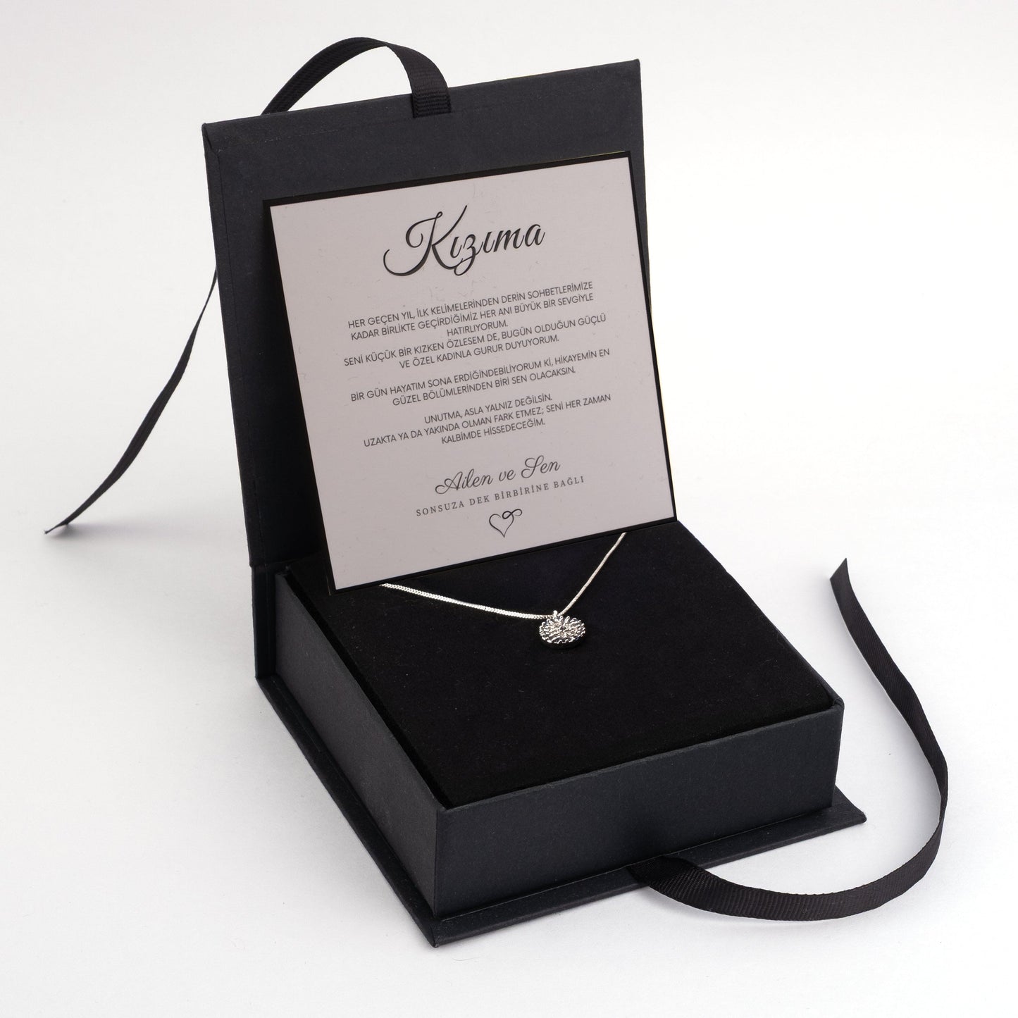''Kızıma'' Koruyucu Işık Nazar Kolye Anlamlı Not ve Kutulu