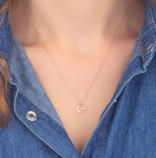 Halskette „Für meine Tochter“ mit Halbmondstern und Notiz und Geschenkbox