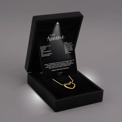 "Anneme" Kalp Çelik Kolye Anlamlı Not ve Kutulu