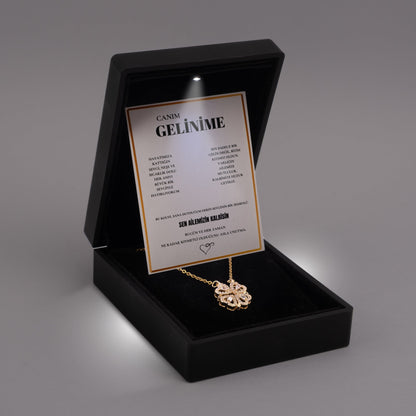 "Gelinime" Yonca Kolye Anlamlı Not ve Kutulu
