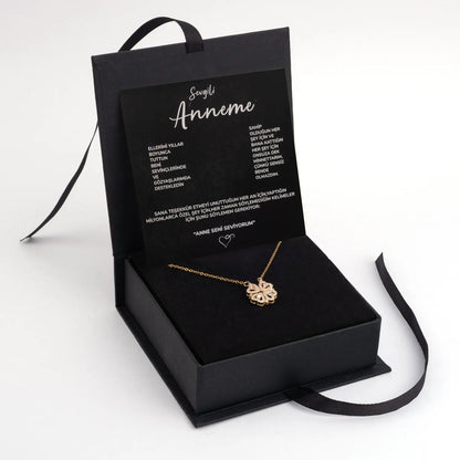 „Für meine Mutter“ Kleeblatt-Halskette mit Notiz und Geschenkbox