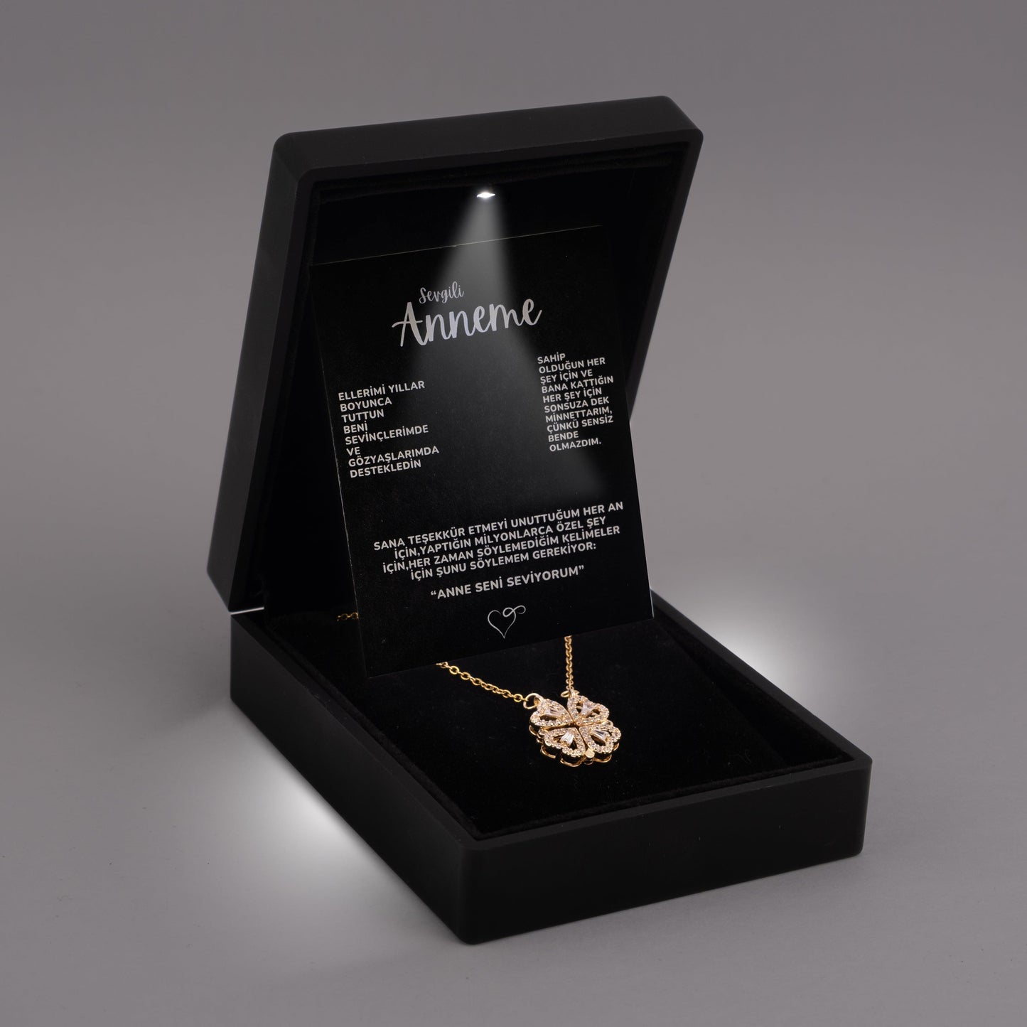 „Für meine Mutter“ Kleeblatt-Halskette mit Notiz und Geschenkbox