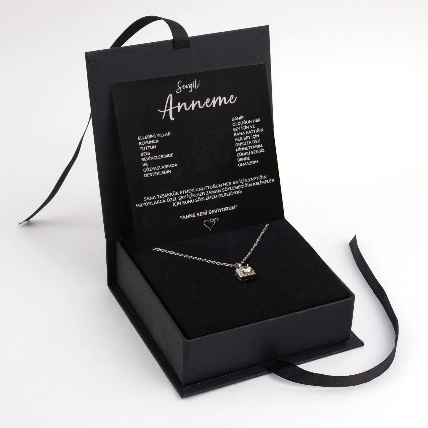 "Anneme" Zarafet Kolye Anlamlı Not ve Kutulu