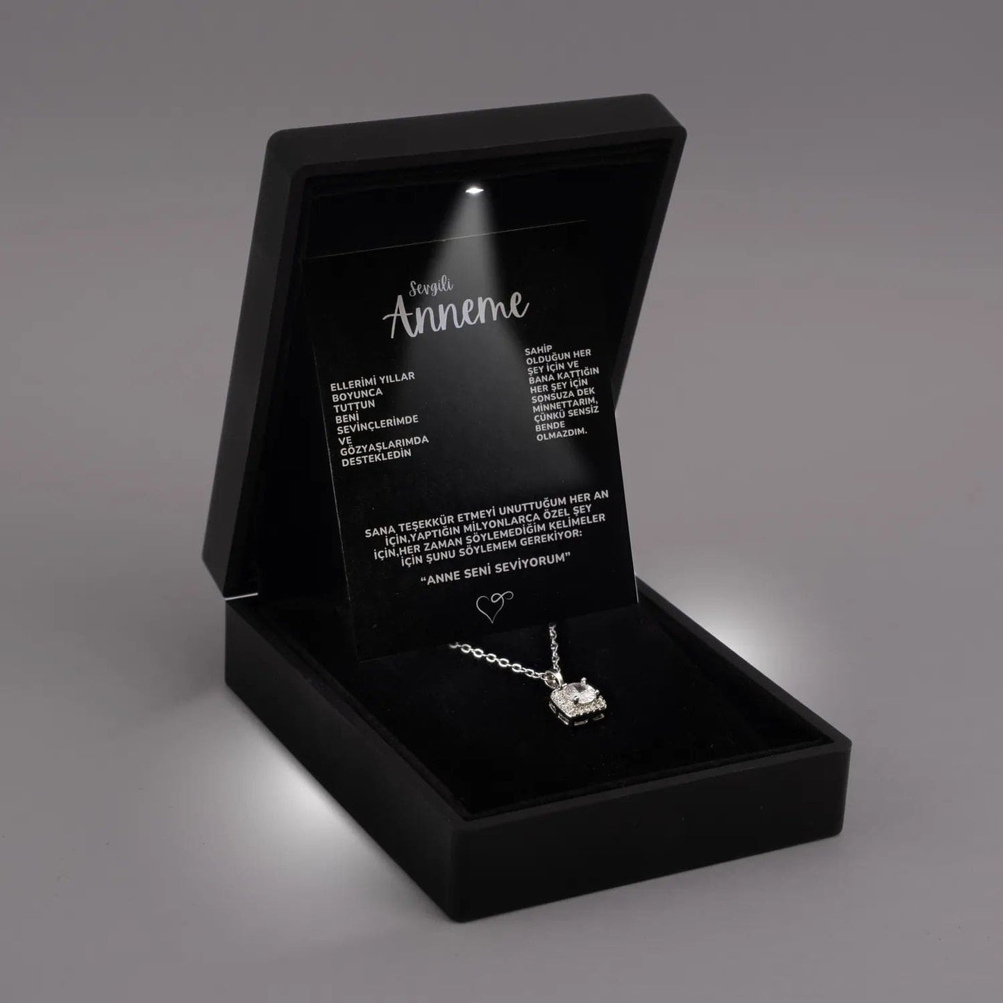 "Anneme" Zarafet Kolye Anlamlı Not ve Kutulu