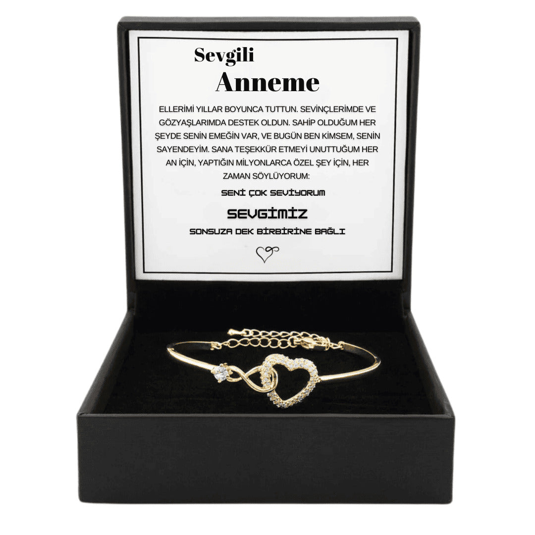 "Anneme" Sonsuzluk Bileklik Anlamlı Not ve Kutulu