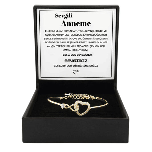 "Anneme" Sonsuzluk Bileklik Anlamlı Not ve Kutulu
