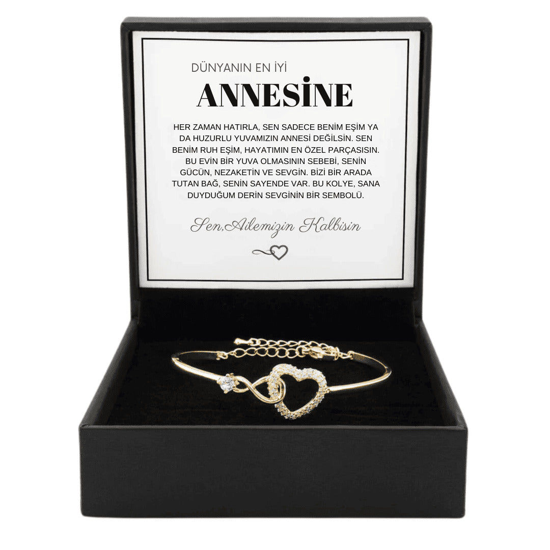 "Annesine" Sonsuzluk Bileklik Anlamlı Not ve Kutulu