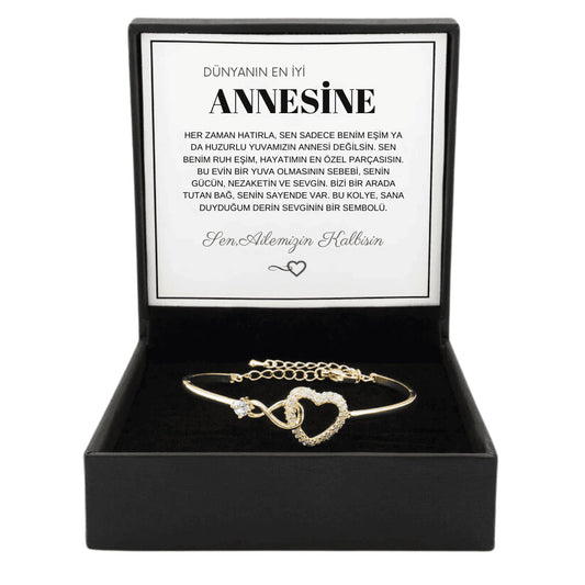 "Annesine" Sonsuzluk Bileklik Anlamlı Not ve Kutulu