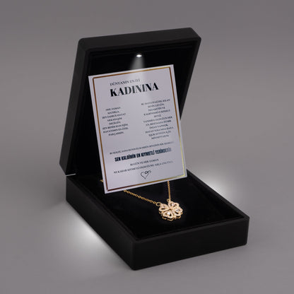 ''Kadınıma'' Yonca Kolye Anlamlı Not ve Kutulu