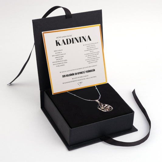 ''Kadınıma'' 100 Dilde Seni Seviyorum Kalp'li  Kolye Notlu ve  Kutulu