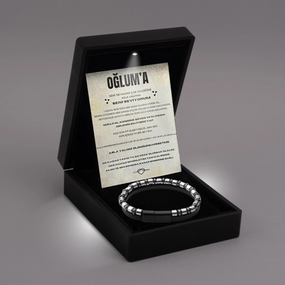 ''Oğluma Magneto Bileklik'' Notlu ve Hediye Kutulu