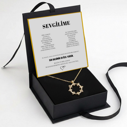 "Sevgilime" yıldız çelengi Kolye Anlamlı Not ve Kutulu