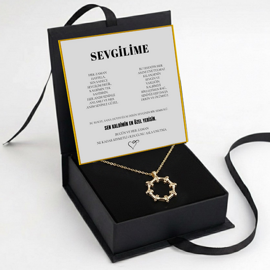 "Sevgilime" yıldız çelengi Kolye Anlamlı Not ve Kutulu