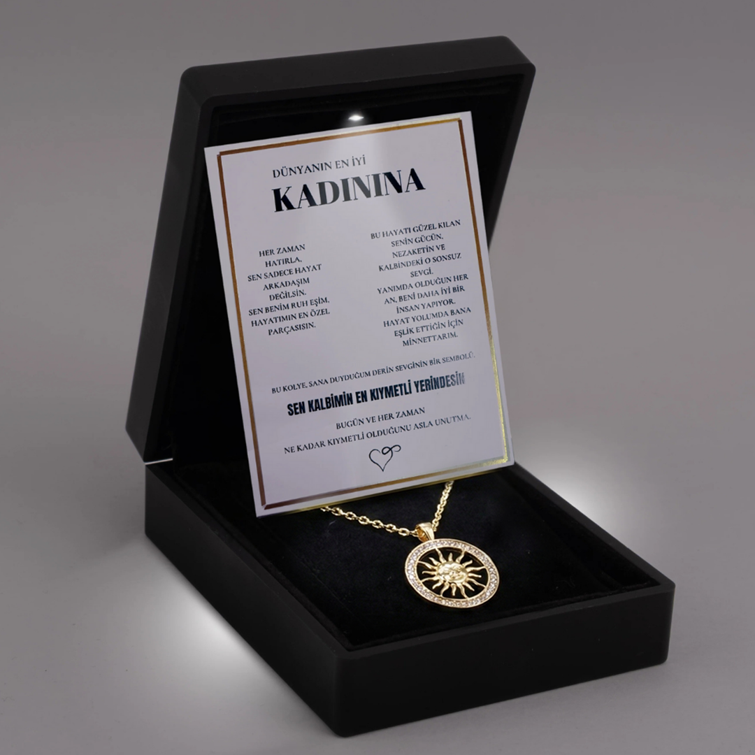 "Kadınına" antik pusula Kolye Anlamlı Not ve Kutulu