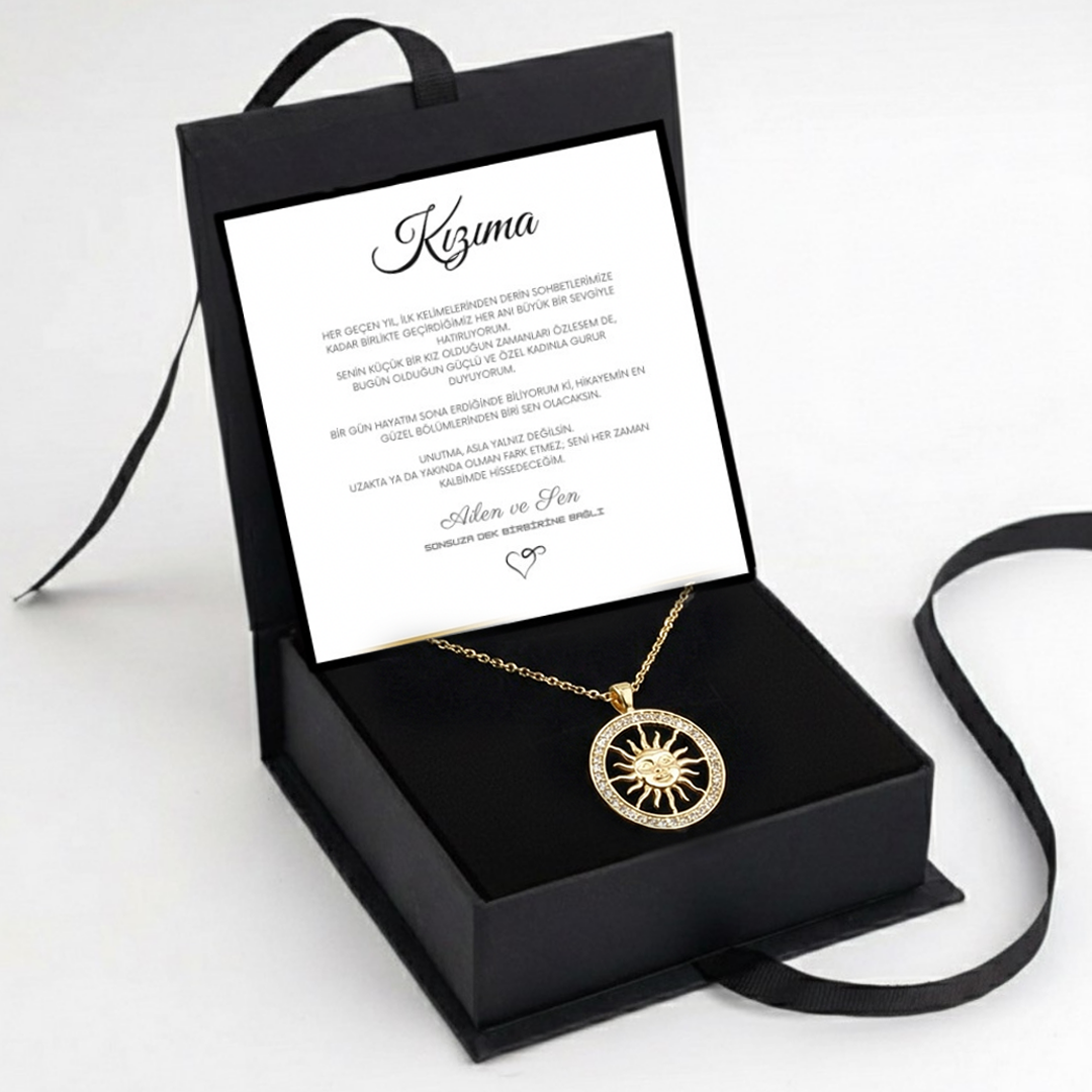 "Kızıma" antik pusula kolye Anlamlı Not ve Kutulu