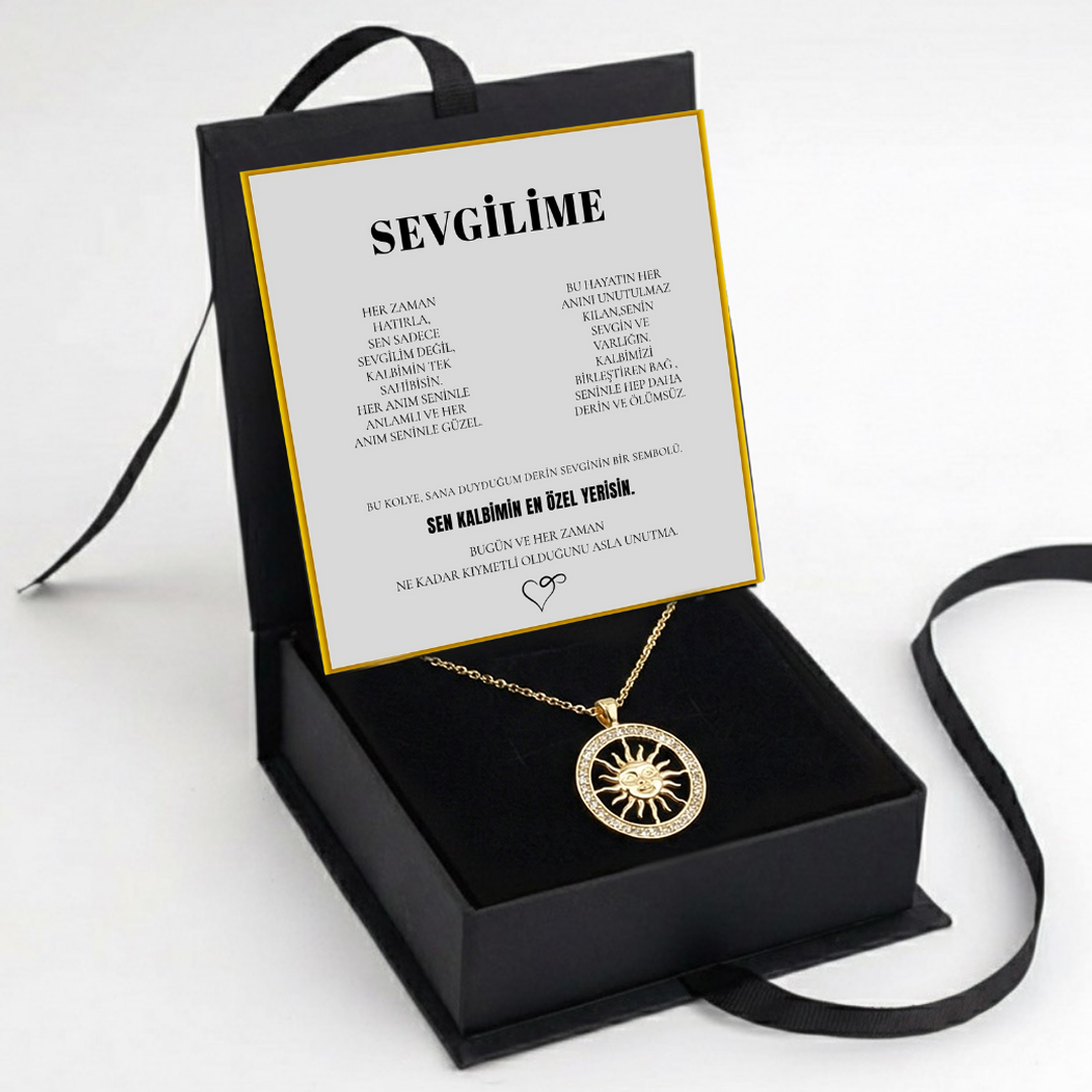 "Sevgilime" antik pusula Kolye Anlamlı Not ve Kutulu