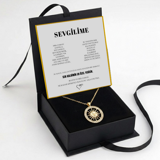 "Sevgilime" antik pusula Kolye Anlamlı Not ve Kutulu