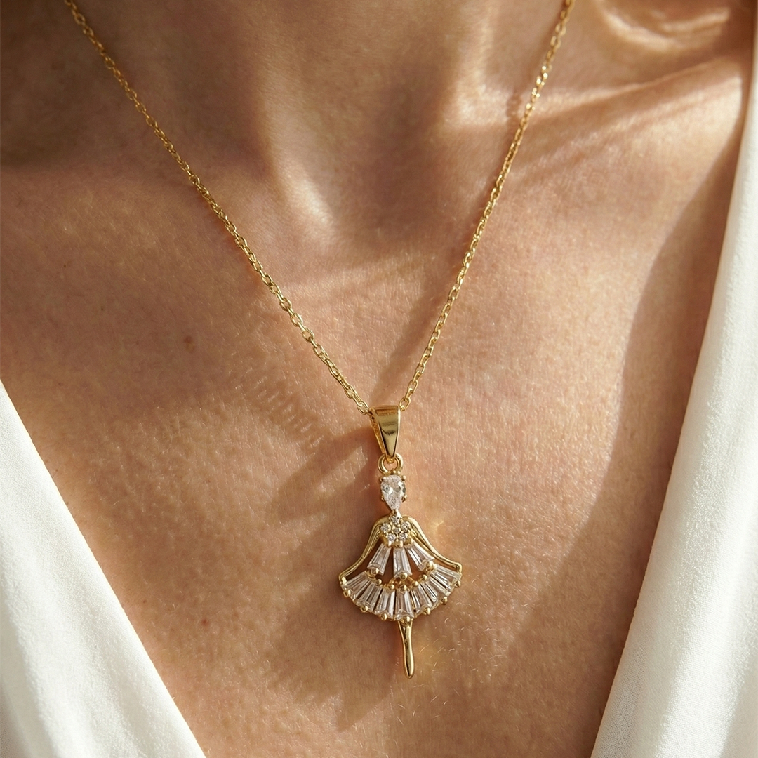 "Kızıma" elmas işlemeli balerin kolye Anlamlı Not ve Kutulu