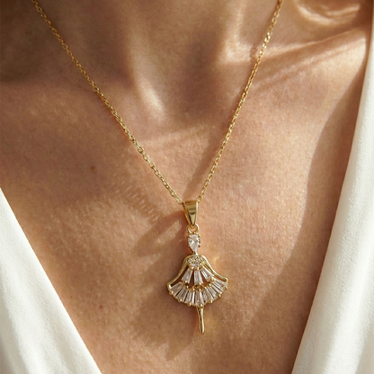 "Kızıma" elmas işlemeli balerin kolye Anlamlı Not ve Kutulu