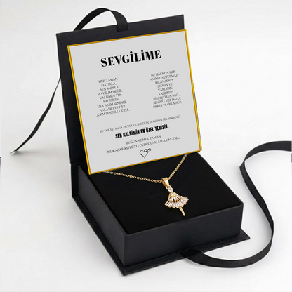 "Sevgilime" elmas işlemeli balerin Kolye Anlamlı Not ve Kutulu