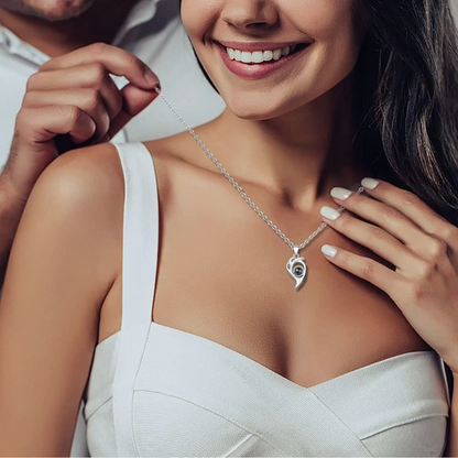 "Sevgilime" 100 dilde seni seviyorum çift kalp kolye