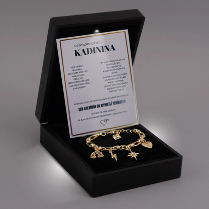 "Kadınına" Gökyüzü Temalı Bileklik Notlu ve Kutulu