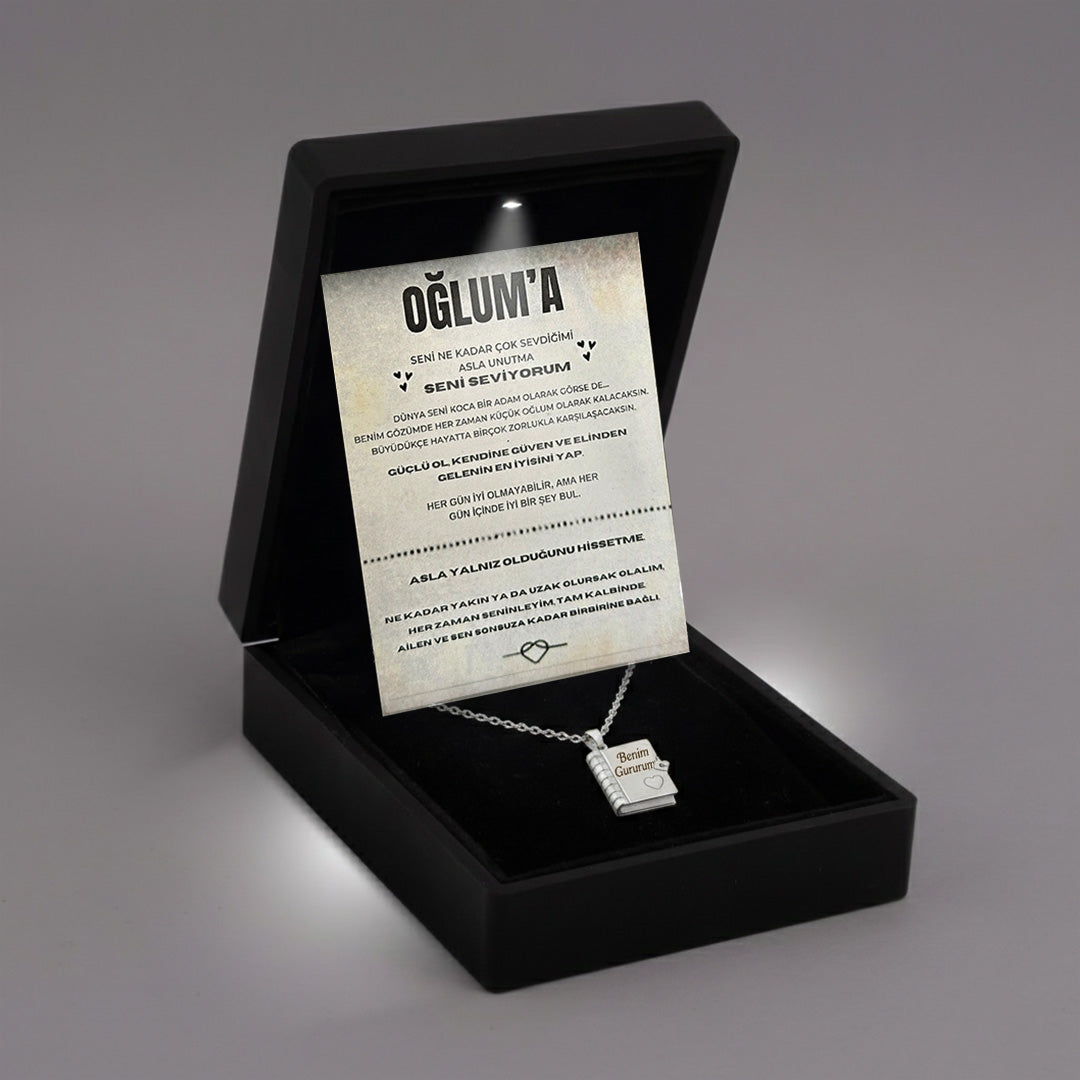 ''Oğluma'' Ömürlük Hatıra Kitap Kolye