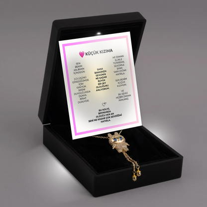 "Küçük Kızıma" Labubu Kolye Anlamlı Not ve Kutulu
