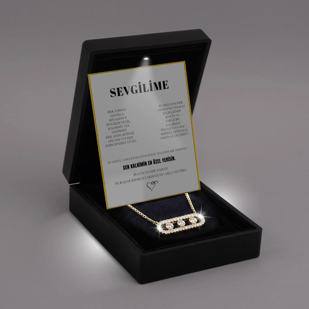 "Sevgilime" Kristal Taşlı Kapsül Kolye Anlamlı Not ve Kutulu