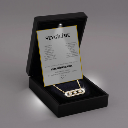 "Sevgilime" Kristal Taşlı Kapsül Kolye Anlamlı Not ve Kutulu