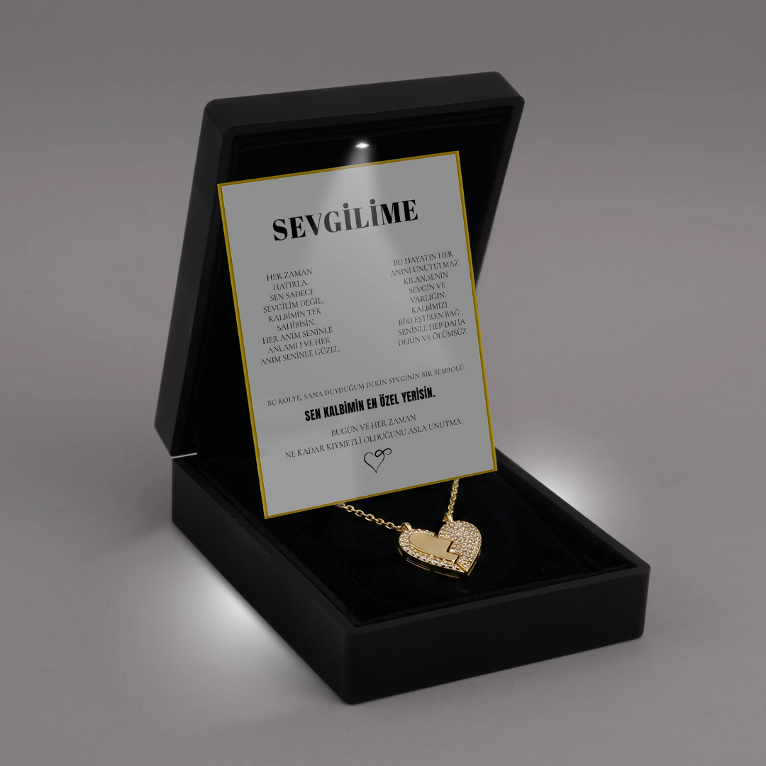 "Sevgilime" Mıknatıslı Kalbim Sende Kolye Anlamlı Not ve Kutulu