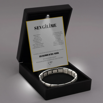 "Sevgilime" Esnek Charm Bileklik Anlamlı Not ve Kutulu