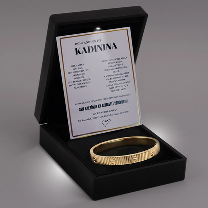 "Kadınına" Altın Dokunuş Bileziği Anlamlı Notlu Kutulu