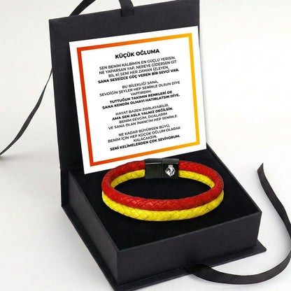 ''Küçük Oğluma'' Sarı - Kırmızı Takım Bilekliği Hazır Hediye Paketi