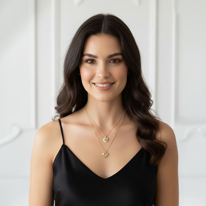 "Kadınına" Çift Kalp Kolye Anlamlı Not ve Kutulu