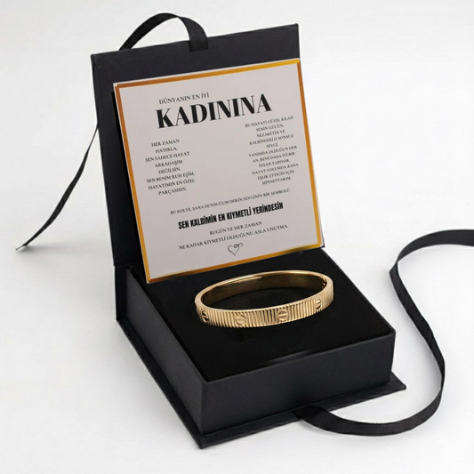 "Kadınına" Altın Dokunuş Bileziği Anlamlı Notlu Kutulu