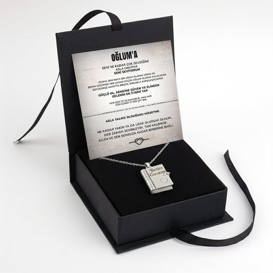 ''Oğluma'' Ömürlük Hatıra Kitap Kolye
