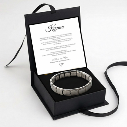 "Kızıma" Esnek Charm Bileklik Anlamlı Not ve Kutulu