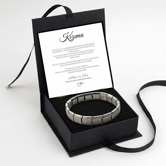 "Kızıma" Esnek Charm Bileklik Anlamlı Not ve Kutulu