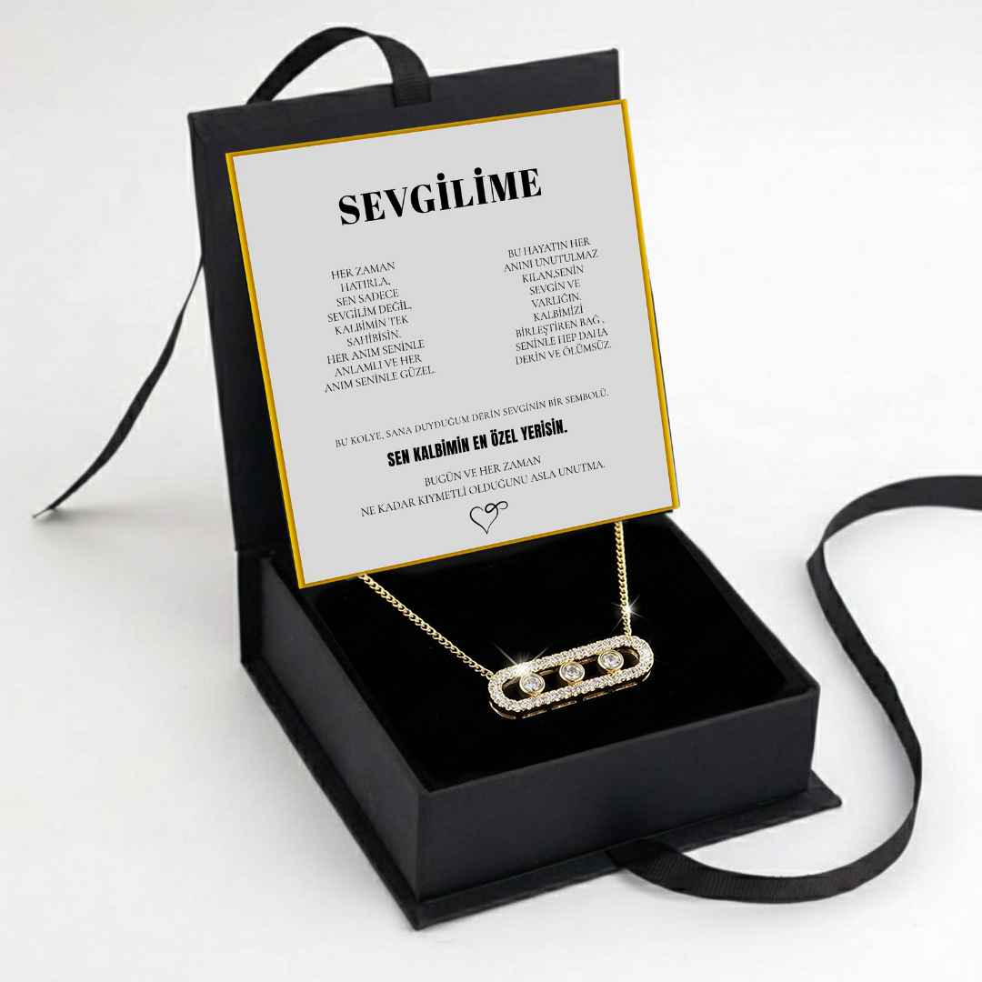 "Sevgilime" Kristal Taşlı Kapsül Kolye Anlamlı Not ve Kutulu