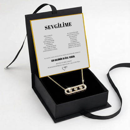"Sevgilime" Kristal Taşlı Kapsül Kolye Anlamlı Not ve Kutulu