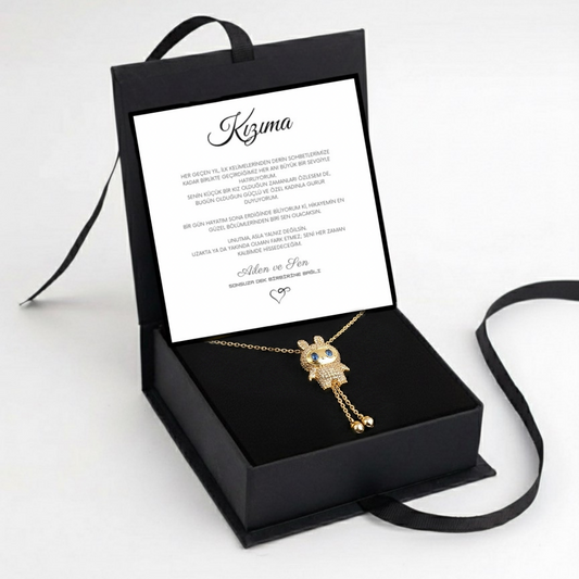 "Kızıma" ÖZEL KOLEKSİYON LABUBU 110 TAŞ İŞLEMELİ KOLYE