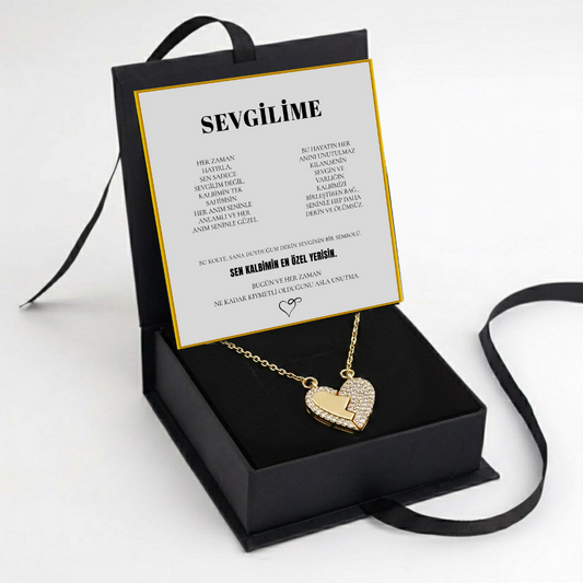 "Sevgilime" Mıknatıslı Kalbim Sende Kolye Anlamlı Not ve Kutulu