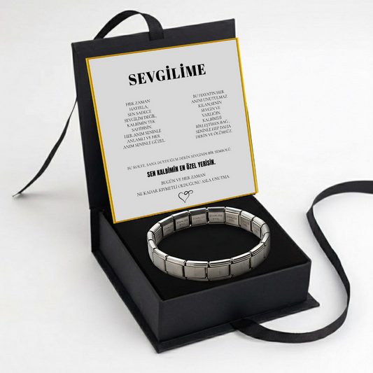 "Sevgilime" Esnek Charm Bileklik Anlamlı Not ve Kutulu